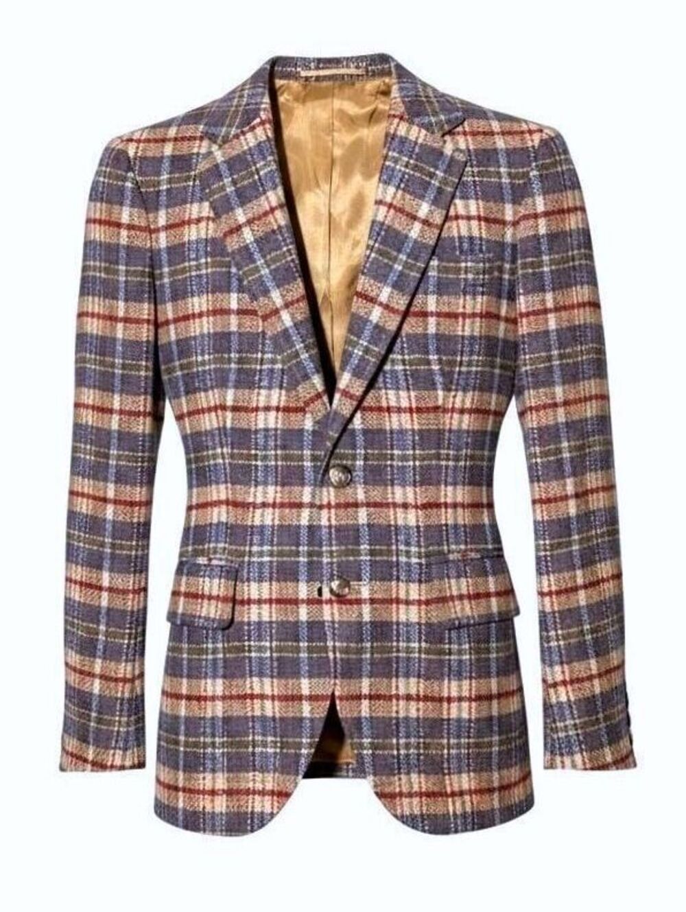 J.G. HOOK Womens (6) Vintage Gray/Tan/Red Plaid Blazer 100% Wool - Full Lining